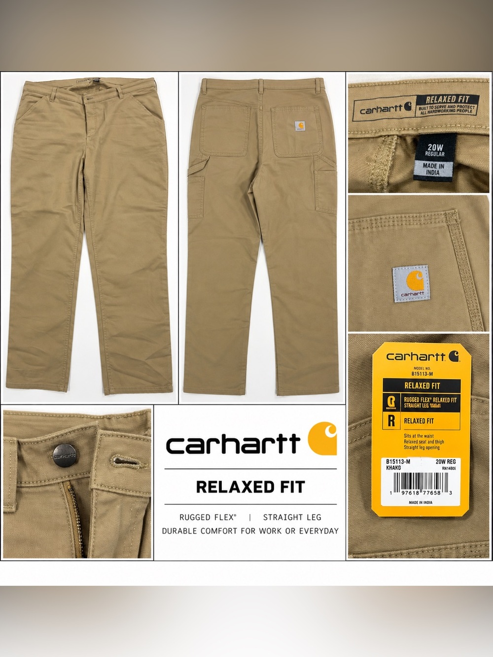 Women's Carhartt Relaxed Fit Khaki Work Chinos - Tan 20W